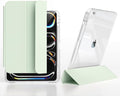 Slim Case For iPad 9th/8th/7th Generation 2021/2020/2019 (10.2 inch) Leather Case with Pencil Holder Slide Detachable Magnetic Trifold Stand Shockproof Protective Cute Clear Back Cover (Light Green)