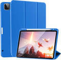 SIWENGDE Cases for iPad Pro 12.9 Case 6th/5th/4th Generation (2022/2021/2020) with Pencil Holder [Apple Pencil Wireless Charging] Soft TPU Smart Tri-fold Stand Protective Cover(Blue)
