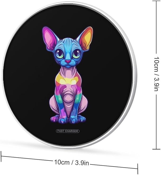 Colorful Cat Sphynxes Wireless Charger Anti-Slip Wireless Charging Pad Slim Charger Mat for Men Women