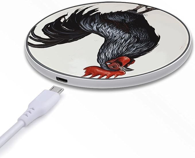 Black Rooster Wireless Charger Fast Wireless Charging Pad with USB Cable 10W Anti-Slip Magnetic Wireless Charger Portable Slim Charger Puck Travel Charging Station