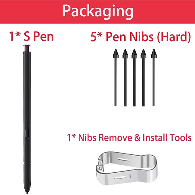 S22 Ultra S Pen (with-Bluetooth) Replacement for Samsung Galaxy S22 Ultra Stylus Pen (4096 Pressure Levels) + Replacement Tips/Nibs (Burgundy)