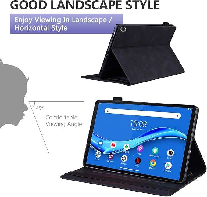 Dteck Folio Case for All-New Amazon Fire HD 10 and 10 Plus Tablet (13th/11th Generation 2023/2021 Release)Premium PU Leather Slim Flip Stand Magnetic Pocket Wallet Cover with Pencil Holder Black