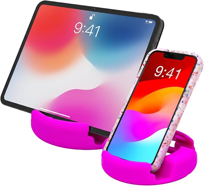 GoDonut Plus+ - Smartphone and Tablet Stand - Compatible with Lager Cases with Charging Port Access - for use at Work at Home Travel and on-the-go (Fuchsia)
