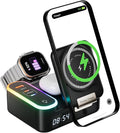 Qi2 Wireless Charger 8in1 Magnetic Wireless Charger Fast Charging Station for iPhone 65W Fast Foldable Charger with LED Clock USB-C/A Ports Multi-Device Charging Travel charged MagSafe Compatible