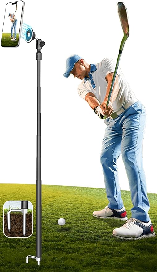 GDZN 57 Extendable Golf Monopod Selfie Stick - Magnetic Phone Holder for Golf Swing Training Golf Tripod with Stake Spike for Putting Recording and Training Aid Compatible MagSafe iPhone 17 16 15