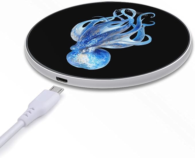 Octopuss Transparent Fast Portable Charger 10W Funny Graphic Phone Charging Pad with USB Cable