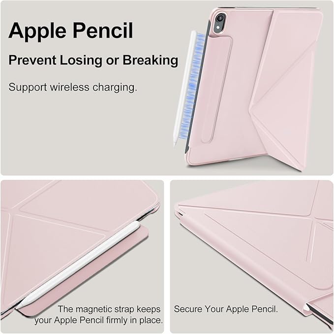 for iPad mini 7 A17 Pro Case(2024)iPad mini 7th/6th Slim Powerful Magnetic Case4 Standibg AnglesVertical Stand Coverwith Auto Wake/Sleep and with Pencil Holder (Pink iPad mini 6th/7th)