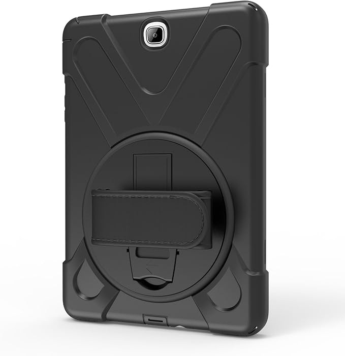 Galaxy Tab A 9.7 Case KIQ Full-Body Shock Proof Hybrid Heavy Duty Armor Protective Case for Samsung Galaxy Tab A 9.7 2015 SM-T550 with Kickstand and Screen Protector (Shield Black)