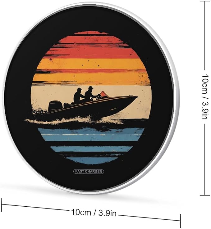 Vintage Jet Ski Sports Wireless Charger Anti-Slip Wireless Charging Pad Slim Charger Mat for Men Women