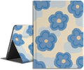 Compatible with iPad Case 9/8/7th Gen 10.2 / iPad Air 3rd 10.5 - Folio Cute Cover - with Art Design for Women - Auto Wake/Sleep Premium Leather with Pencil Holder - Teal Blue Flower