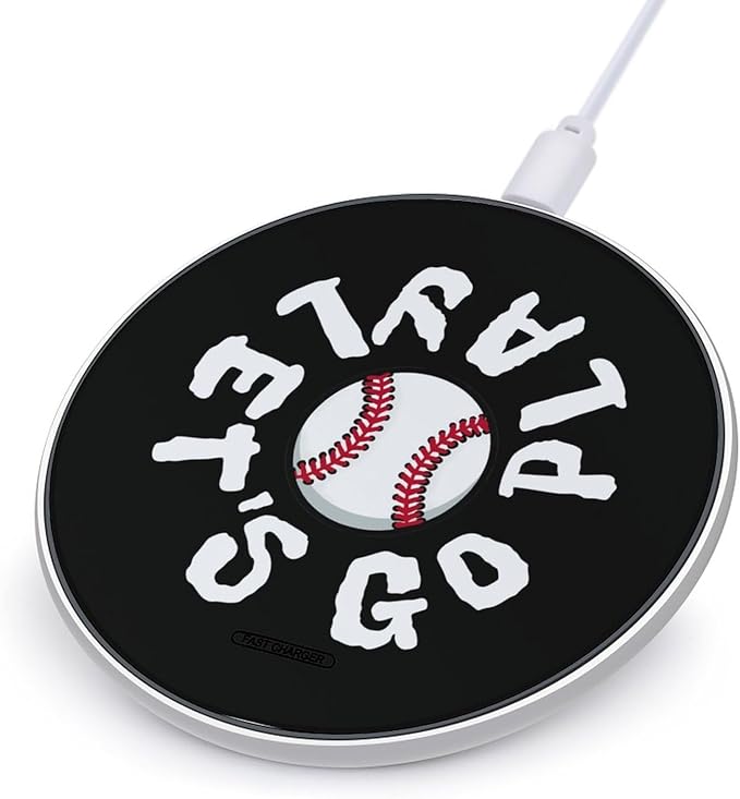 Let's Go Play Baseball Fast Portable Charger 10W Funny Graphic Phone Charging Pad with USB Cable