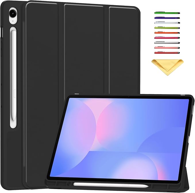 for Galaxy Tab S10 FE Plus Case 13.1 Inch 2025 (Model: SM-X620/SM-X626B) Trifold Stand Cover with S Pen Holder [Auto Wake/Sleep] PU Leather + Soft TPU Back Shell for Tab S10 FE+ 13.1Black