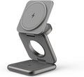 REDBEAN 3-in-1 Foldable Wireless Charging Station MagSafe Fast Charger Compatible with iPhone 16/15/14/13/12 Pro Max 5W for AirPods 2W for Apple Watch Series SpaceGray