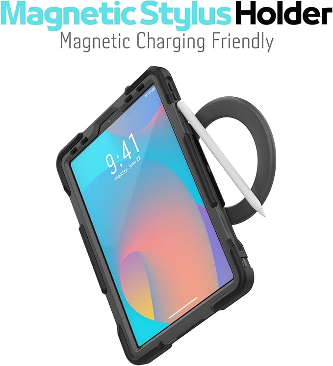 Pepkoo Triple Shockproof Case for iPad Air 5th/4th Generation 10.9 inch 2022/2020 and iPad Pro 11 Case 2022 2021 2020 2018 Gen Kids Boy Girl Cover with Kickstand &amp Shoulder Strap (Black)