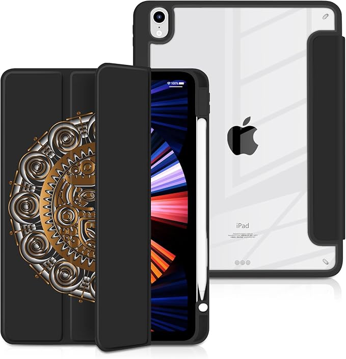 Batianda Hybrid Case for iPad Air 2022 (5th Generation M1 Chip) / iPad Air 4th 2020 10.9 inch [Built-in Pencil Holder] Shockproof Cover with Clear Back Shell TPU BumperSun god