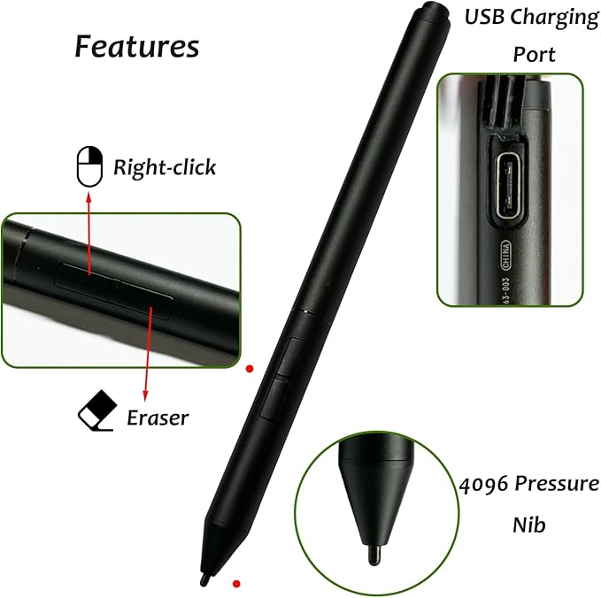 Rechargeable Active Pen G3 for HP Rechargeable Active Pen G3 Stylus Compatible with HP EliteBook x360 1030 G3/G4 EliteBook x360 1040 G5/G6 ZBook Studio x360 G5(Black)