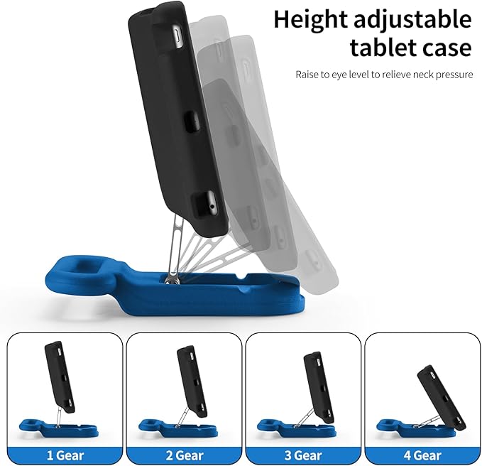 Kids Case for iPad 9th Gen 2021/ iPad 8th Gen 2020/ iPad 7th Gen 2019 Adjustable Portrait/Landscape Stand Drop Proof with HandleChild Friendly Cover for iPad 10.2 Inch (BlackBlue)