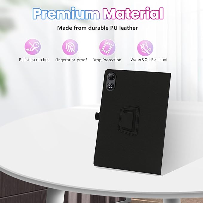 Case for DOOGEE Tab G6 Max 13.4-Inch TabletShockproof PU Leather Cover with Hand Strap Two-Fold StandCompatible with Tab G6 Max 13.4 Android Tablet (Black)