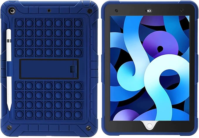 XZC iPad 9th/8th/7th Generation Case (iPad 10.2 Case 2021/2020/2019) Shockproof Drop Protection iPad Cover with Pencil Holder Kickstand Shoulder Strap (Dark Blue)