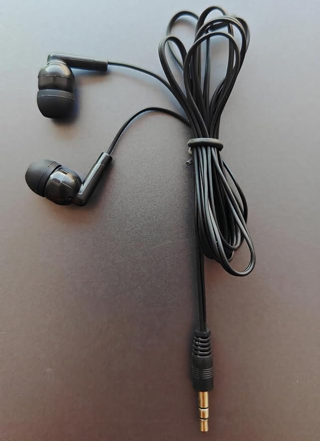 50 Pack Bulk Earbuds Headphones Classroom Set Wired in Ear Student Ear Buds for School Individually Packed (Black)