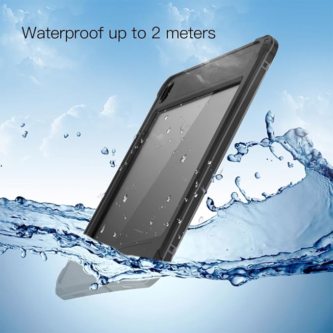 IP68 Waterproof Case Compatible with iPad Air 11-in. M3/M2 4th/5th Gen A3226/7 A2902/3 w/ [Pencil Holder] Kickstand Lanyard Shock-Dust-Proof Full-Sealing Cover Compatible with Magic Keyboard