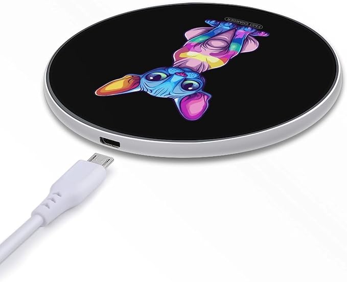 Colorful Cat Sphynxes Wireless Charger Anti-Slip Wireless Charging Pad Slim Charger Mat for Men Women