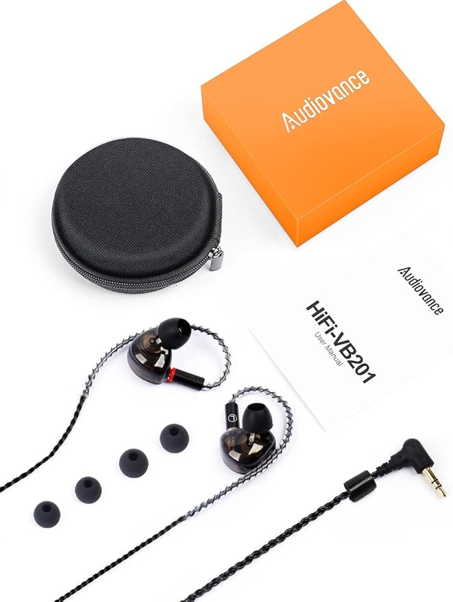 Vibes 201M Wired Earbuds in-Ear Headphones with Mic Noise Cancelling Bass Driven HiFi Earphones Tangle-Free Braided Cord Carry Case Ear Buds Tips 3.5mm Jack Secure Fit (Clear Brown)