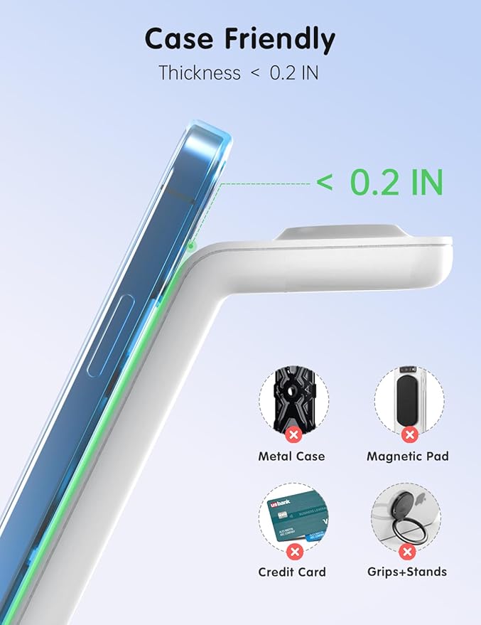 Charging Station for iPhone and Apple Watch: 3 in 1 Wireless Phone Charger Stand for iPhone 17 16 15 14 13 12 11 Pro Max &amp AirPods Bedside Nightstand Docking