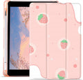 JOYLAND Pink Strawberry Case for 10.9 Inch iPad Air 4 2020/iPad Air 5 2022 with Pencil Holder Cute Foldable Smart Stand Back Cover Auto Wake/Sleep Shockproof Protective for iCase