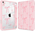 May Chen Slim Case for iPad mini 7 (A17 Pro 7th Generation) 2024 / iPad mini 6 (6th Gen) 8.3 Inch [Built-in Pencil Holder] Shockproof Cover Clear Clear Back Shell Auto Wake/Sleep Pink Bows P721