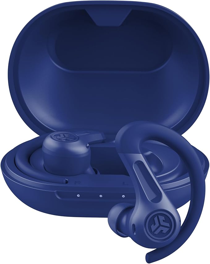 JLab JBuds Sport ANC 4 True Wireless Bluetooth Earbuds + Charging Case Cobalt Blue Swipe + Touch Controls Hybrid Active Noise Cancelation Multipoint Connect Customized Settings App