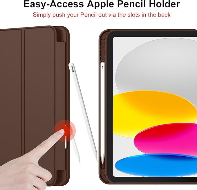 iMieet iPad (A16) Case 11th Gen/iPad 10th Generation Case [11-Inch 2025/10.9 Inch 2022] with Pencil Holder Trifold Stand Smart Cover with Soft TPU BackAuto Wake/Sleep(Chocolate)