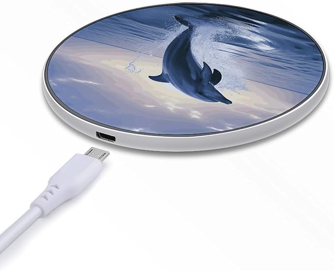 Elegant Dolphin Wireless Charger Fast Wireless Charging Pad with USB Cable 10W Anti-Slip Magnetic Wireless Charger Portable Slim Charger Puck Travel Charging Station