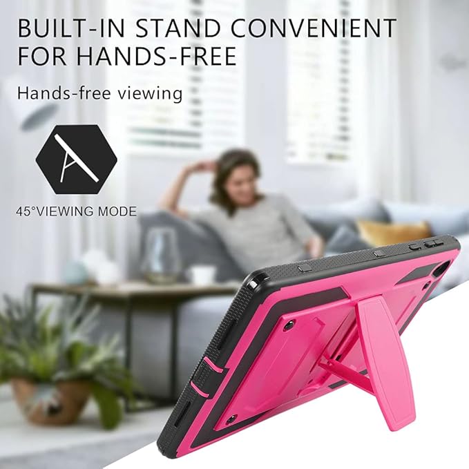 Mignova for Alcatel Joy Tab 2 8 inch 2020 Case Model 9032Z Come with HD Tempered Glass Screen Protector for TCL Tab Model 9048S Tablet Case Built in Stand Shockproof Hard Back Shell Case (Pink+1 Pcs)