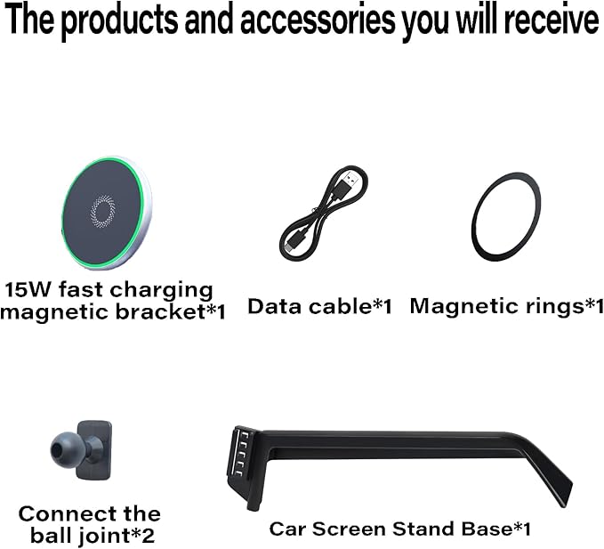 Car Phone Mount for 2020-2025 Toyota Highlander Accessories Apply to 8 Inch Touch Screen 15W Fast Wireless Charger Screen Fixed Clip Cell Phone Automobile Cradles Hands-Free