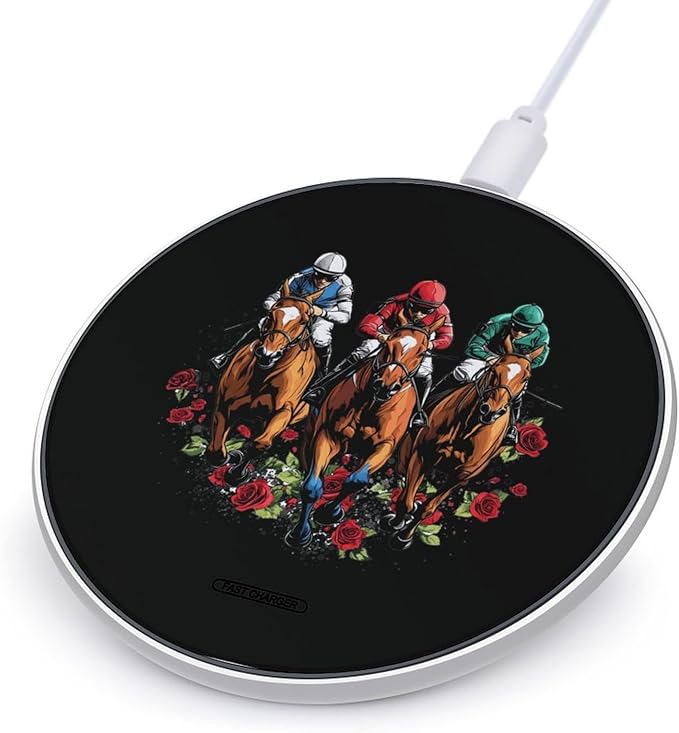 Horse Racing Rose Wireless Charger Anti-Slip Wireless Charging Pad Slim Charger Mat for Men Women