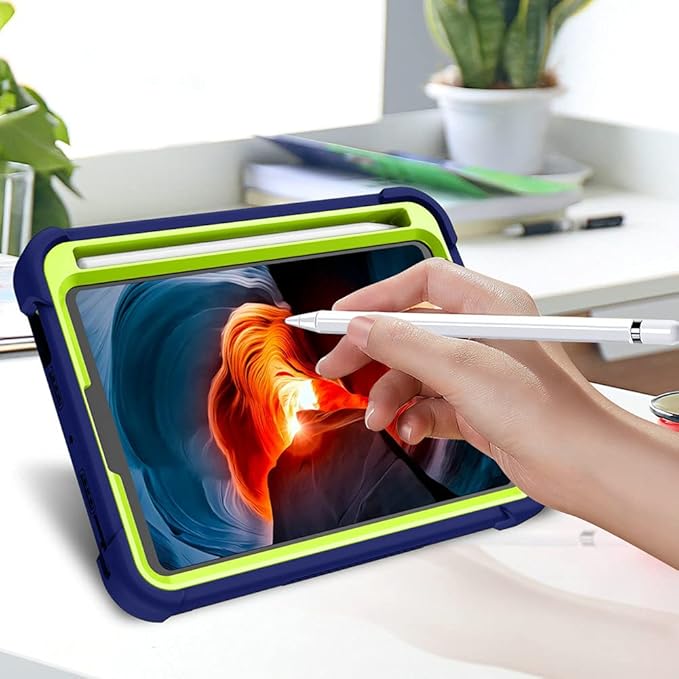 MAKEIT Case for iPad mini 7 (A17 Pro) 2024 iPad mini 6 Case (8.3-Inch2021 Model) with Pencil Holder Heavy Duty Shockproof Full Body Protective Case with Stand for iPad mini 6th/7th Generation Case