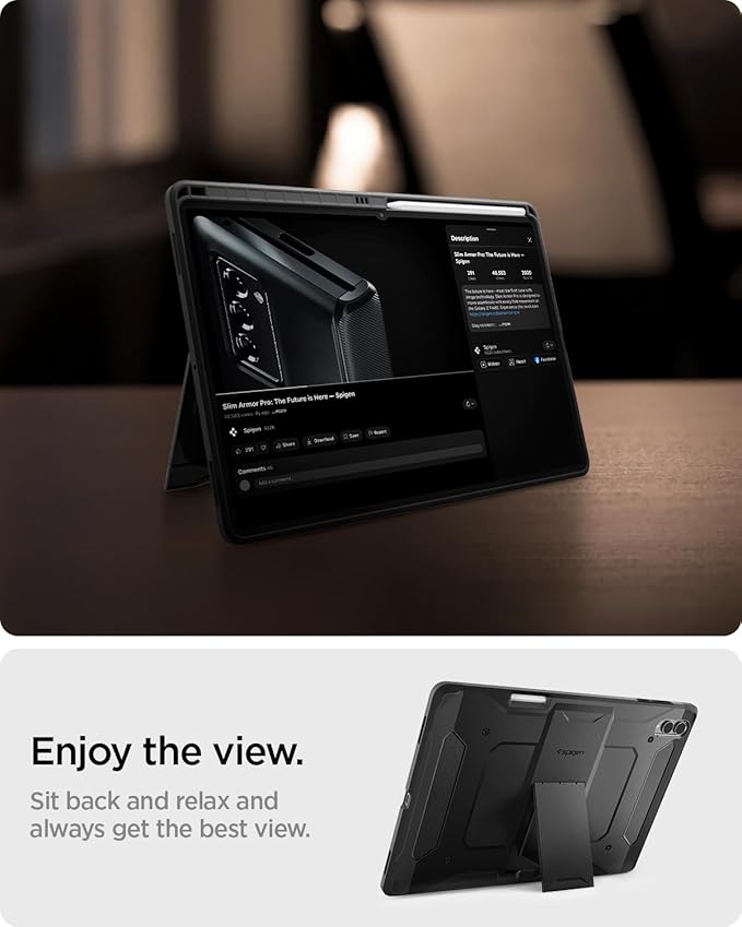Spigen for Galaxy Tab S11 Ultra Case (2025) Tough Armor Pro Protective Hard Shell with Kickstand and Built-in S Pen Holder Drop-Proof Dual-Layer Protection 14.6 Inch Black