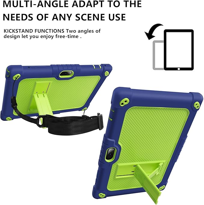 for Vankyo MatrixPad S10 Tab Case YQSAVIOR CUPEISI Coopers YQ10S VIVIMAGE A10 A38 BYANDBY BYYQ10S 10.1 Case Built in Kickstand Shoulder Strap Shell with Screen Protector (Navy+Green/2 Pcs)