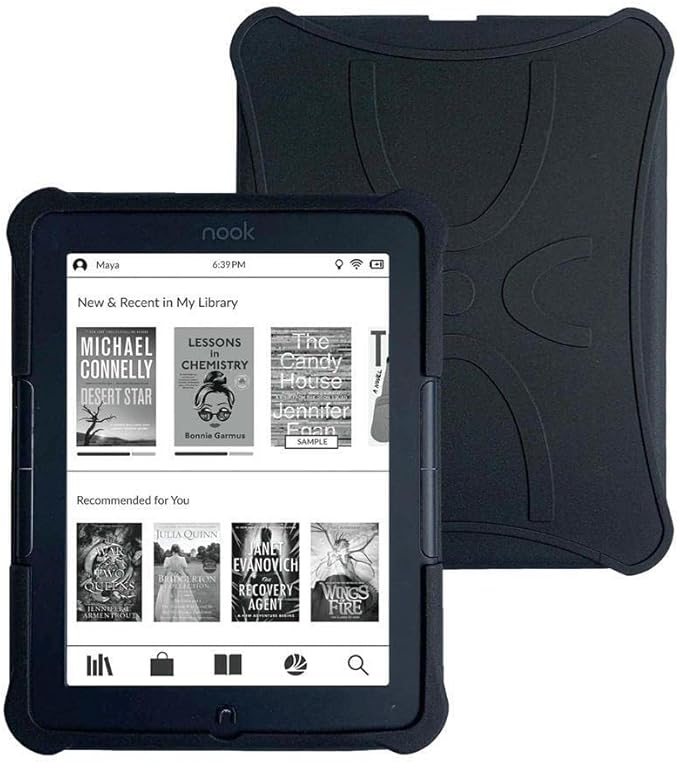 Nook Glowlight 4 Tablet Case - Protective TPU Case Semi-Transparent Cover (Black)