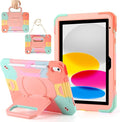 Case for iPad 11th (A16) 11 2025 iPad 10th Generation 10.9 2022Military Grade Shockproof iPad Case Built-in 360° Rotating Stand/Pen Slot/Shoulder Strap for iPad 11th Gen/10th Gen (Color Pink)