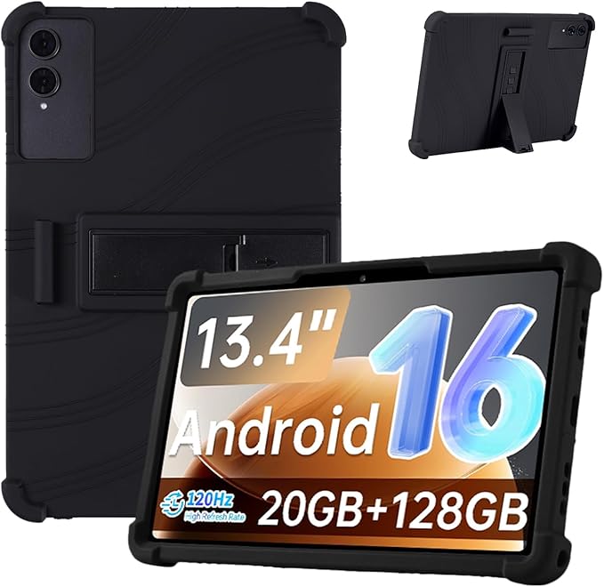 Case for TECLAST T65 13.4-Inch Tablet – Shockproof Silicone Protective Cover with Kickstand Drop-Resistant Business Style (Black)