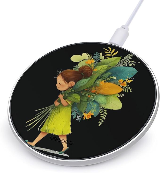 Bouquet Girls Flowers Phone Charger Magnetic Charging Pad Anti-Slip with USB Cable