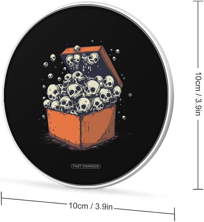 Goth Cute Skull Box Wireless Charger Anti-Slip Wireless Charging Pad Slim Charger Mat for Men Women