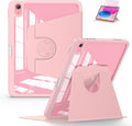 Soke Rotating Case for iPad (A16) 11th Generation 2025 iPad 10th Gen 2022 with Pencil Holder [Shockproof + Auto Sleep/Wake] 360 Degree Rotation Clear Back for iPad 11/10.9 - Pink