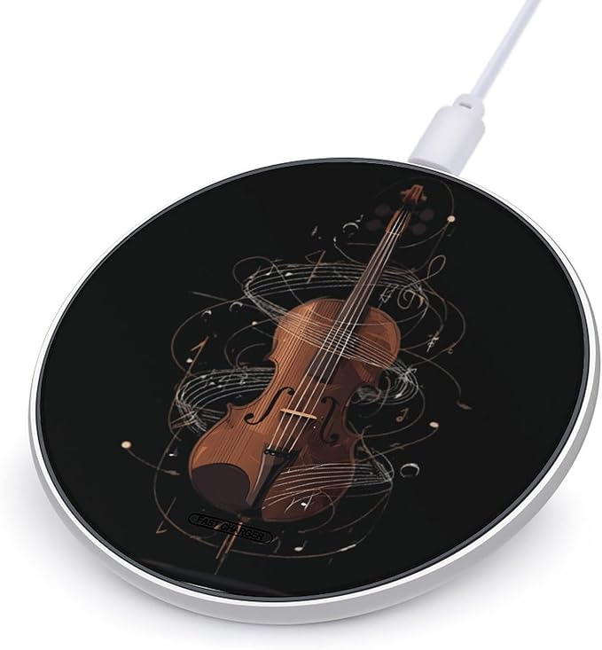 Violin Music Notes Fast Portable Charger 10W Funny Graphic Phone Charging Pad with USB Cable