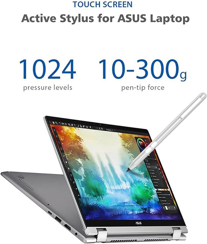 Stylus Pen for ASUS Touchscreen Devices Active Digital Pen with Ultra-Fine Tip 1024 Pressure Sensitivity Palm Rejection for Precision Drawing and Writing