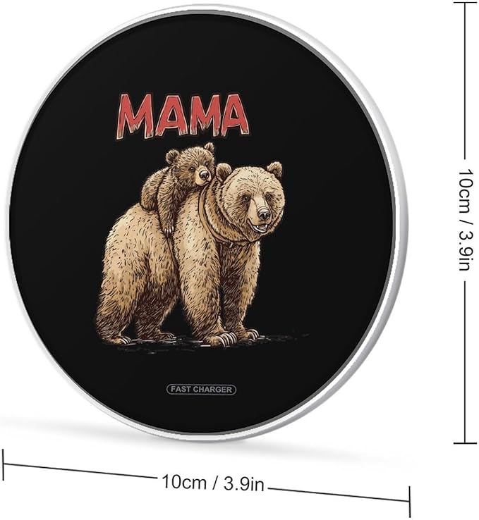 Mama Bear Wireless Charger Anti-Slip Wireless Charging Pad Slim Charger Mat for Men Women