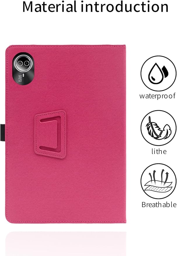 for Urao G140L 2025 14 Inch Android Tablet CaseBOVUGAC Folding Stand Protective Cover with Pencil Holder and Wrist StrapFull Protection Premium PUScratch Resistant(Rose Red)