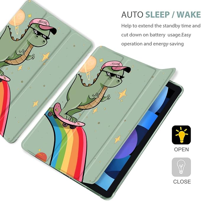 MAYCARI Cool Dinosaur Star Case for iPad Air5/Air4 with Pencil Holder Cute for iPad 10.9 Inch 2022/2020 Protective Case with Soft TPU Back Auto Sleep/Wake Cover Slim Shell